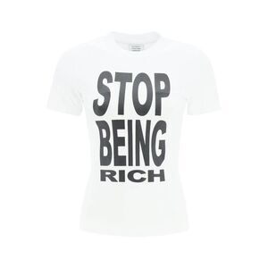 VETEMENTS Stop Being Rich Graphic Cotton T-Shirt Women WHITE T-Shirts & Tops